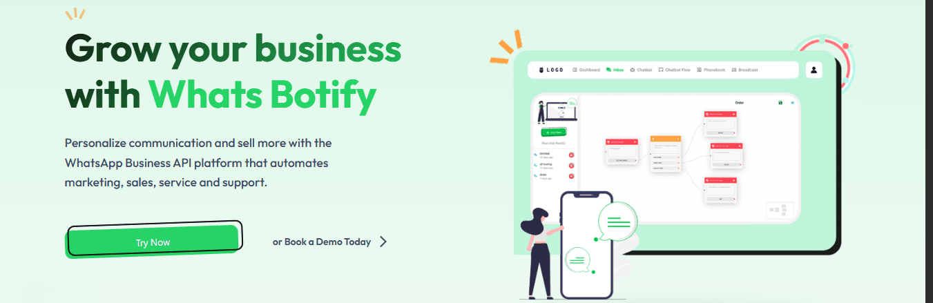 WhatsBotify WhatsApp Automation Dashboard — Team Inbox and Chatbot Builder